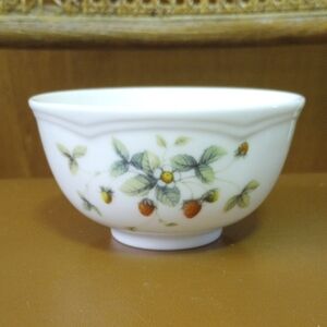 Nantucket Home Ceramic Bowl w/ Strawberry & Floral Design. White Red Green